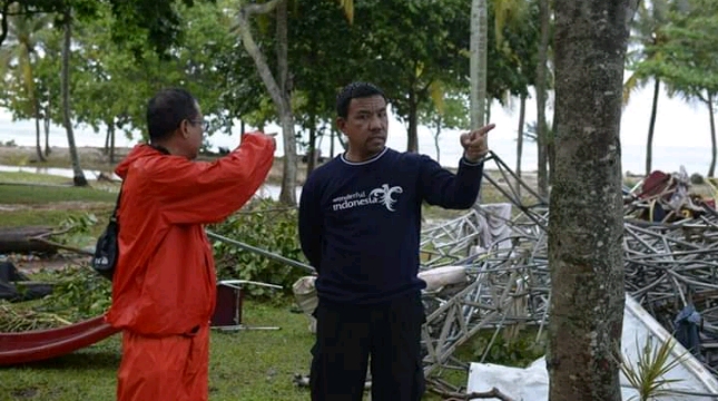Managing Director PT. Banten West Java, Rully Lasahido saat bertemu dengan Ketua Tim Tourism Crisis Center Kementerian Pariwisata (Kemenpar) Guntur Sakti di Tanjung Lesung Beach Hotel and Resort