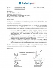 Surat permohonan maaf INDUSTRY.co.id kepda PT Grab Taxi Indonesia