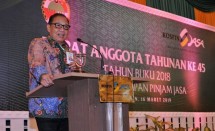 Menteri Koperasi dan UKM Puspayoga dalam Rapat Anggota Tahunan (RAT) ke-45 Kospin Jasa di Pekalongan, Sabtu (16/3).