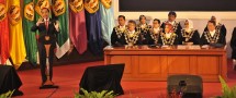 Presiden Jokowi saat memberikan Orasi Ilmiah pada Upacara Dies Natalis ke-60 (1957-207) Unpad, di Grha Sanusi Hardjadinata, Bandung Jawa Barat, Senin (11/9) siang (Foto: Humas/Oji)