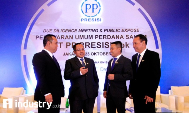 Presdir PT PP Presisi Tbk Iswanto Amperawan, Direktur Keuangan Benny Pidakso dan Direktur Independen Arief Subyandono usai Public Expose PT PP Presisi Tbk (dok INDUSTRY.co.id) 