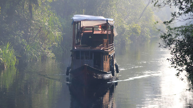 Kapal Klotok di Sungai Sekonyer Taman Nasional Tanjung Puting, Kalimantan Tengah (Foto: Tempo/Francisca Christy Rosana)