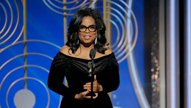 Oprah Winfrey berpidato saat di acara Golden Globe 2018. (Dok FOX)