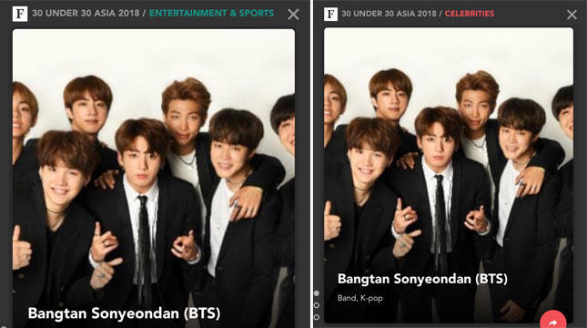 BTS Masuk Ke dalam Daftar 30 Orang Paling Berpengaruh di Asia Menurut Forbes (Foto: Forbes)