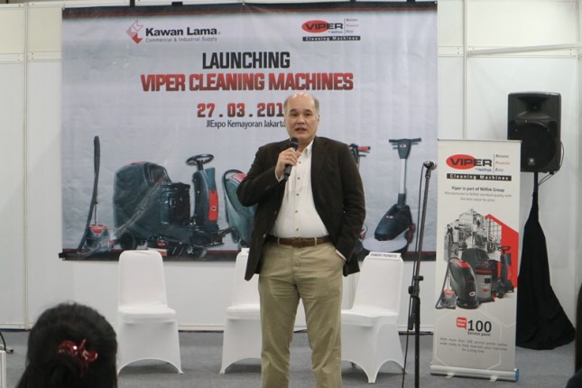 Henry Louis, Associate Director PT Kawan Lama Sejahtera pada acara Kawan Lama Sejahtera Introduces VIPER Cleaning Machines di JIExpo Kemayoran, Jakarta.