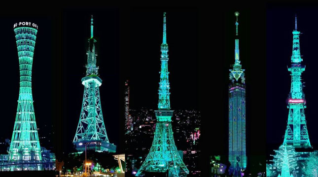 Lima Tower di Jepang Bersinar dengan Warna SHINee (Istimewa)