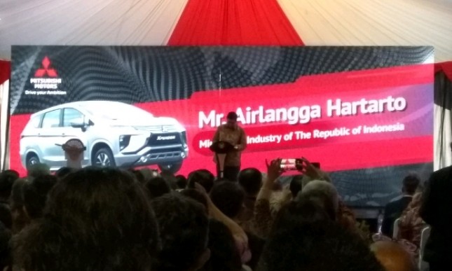 Menteri Perindustrian Airlangga Hartarto saat menghadiri Ceremony Ekspor Perdana Mitsubishi Xpander (Foto: Ridwan/Industry.co.id)