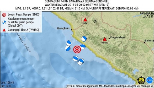 Pagi Ini Gempa Sebesar 5 4 Sr Guncang Perairan Barat