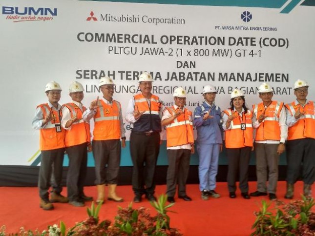 PLN telah menyelesaikan proyek tahap pertama Commercial Operation Date (COD)Gas Turbine (GT) #4-1 proyek Pembangkit Listrik Tenaga Gas Uap (PLTGU) Jawa 2 pada Senin (4/6/2018) di PLTGU Jawa 2, Priok. 
