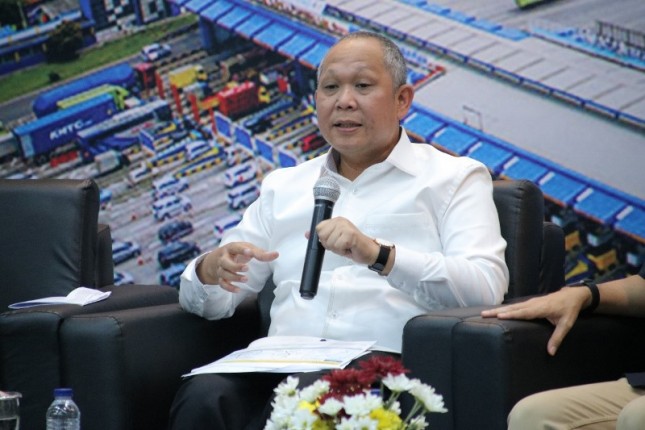 Kepala Badan Pengatur Jalan Tol (BPJT) Kementerian PUPR Heri Trisaputra Zuna dalam Forum Merdeka Barat (FMB), Jakarta, Senin (2/7/2018).