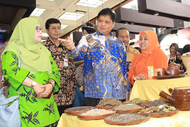 Menteri Perindustrian Airlangga Hartarto saat membuka Pameran Industri Farmasi, Kosmetik dan Jamu di Plasa Pameran Industri (Foto: Kemenperin) 