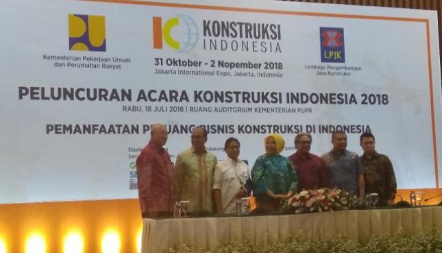 Sekjen Kementerian PUPR, Anita Firmanti dalam peluncuran acara Konstruksi Indonesia di Kantornya, Rabu (18/7).