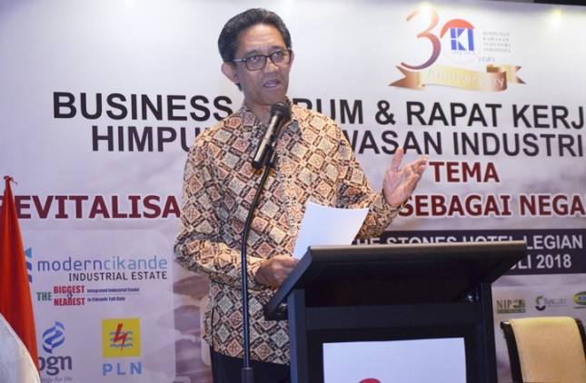 Plt. Dirjen Pengembangan Perwilayahan Industri (PPI) Kementerian Perindustrian I Gusti Putu Suryawirawan dalam sambutannya pada acara Rakernas XIX HKI di Bali