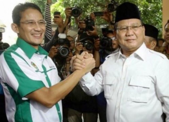 Ketum Gerindra Prabowo Subianto dan Sandiaga Uno (Foto Dok Industry.co.id)