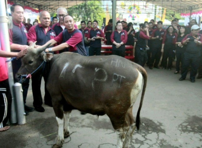 Artha Graha Peduli menyerahkan ratusan hewan kurban kepada masyarakat secara simbolis (Foto: Rizki Meirino/Industry.co.id)