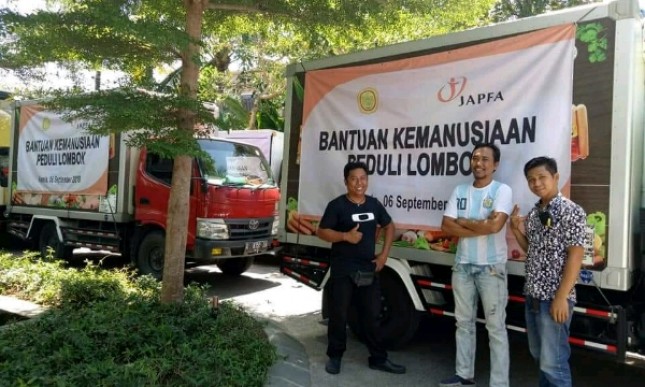 JAPFA Berikan Bantuan Bahan Makanan untuk Pengungsi Lombok