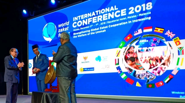 Chief Minister of Melaka, Adly Zahari membuka acara Konferensi Internasional World Zakat Forum (WZF) 2018 di Hotel Equator, Melaka, Malaysia. 
