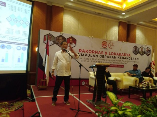 Menteri Kominfo Rudi Antara saat membuka Rakornas dan Lokakarya Perkumpulan Gerakan Kebangsaan