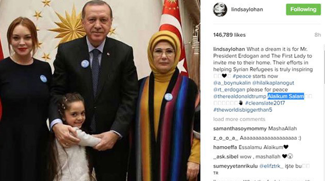 Unggahan Foto Lindsay Lohan bersama Presiden Erdogan