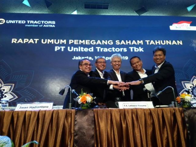 PT United Tractors Tbk (Perseroan) bagikan dividen tunai Rp 4,5 triliun tahun buku 2018