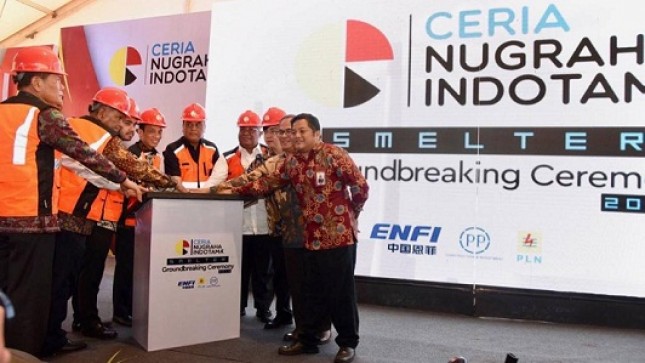 Prosesi Groundbreaking Pembangunan Smelter FeNi yang dilakukan PT Pembangunan Perumahan Tbk di Kloaka, Sulawesi Tenggara, pada Sabtu (15/06/2019).