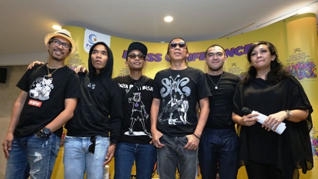 Ridho, Kaka, Ivan dan Bimbim Slank bersama Promotor The Ocean Entertainment siap tampil dalam acara "36 tahun Slank" di GBK, Senayan, Jakarta, pada Malam Tahun Baru