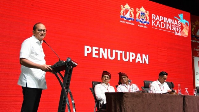 Ketua Umum Kadin Indonesia Rosan P. Roeslani saat menutup Rapimnas Kadin 2019