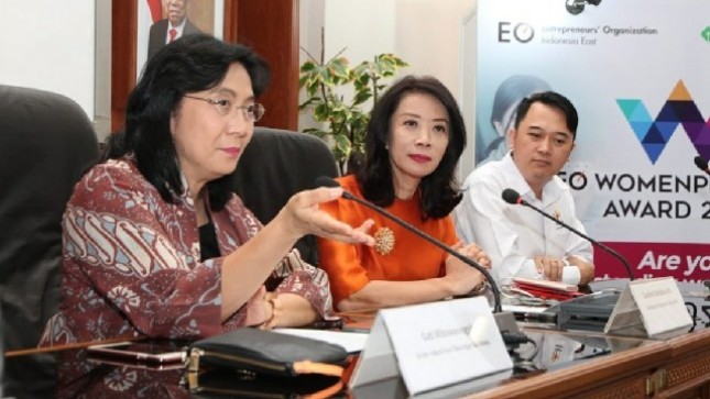 Dirjen IKMA Kementerian Perindustrian Gati Wibawaningsih saat konferensi pers EO Womenpreneurs Award (EOWA)