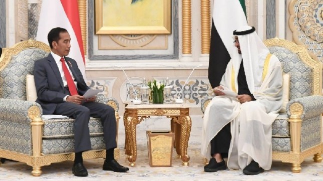 Presiden Joko Widodo bersama Putra Mahkota Abu Dhabi UEA Mohamed bin Zayed