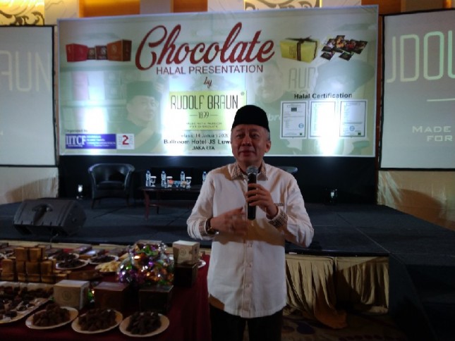 Chairman IITCF H. Priyadi Abadi, MPar, di halal chocolate presentasi
