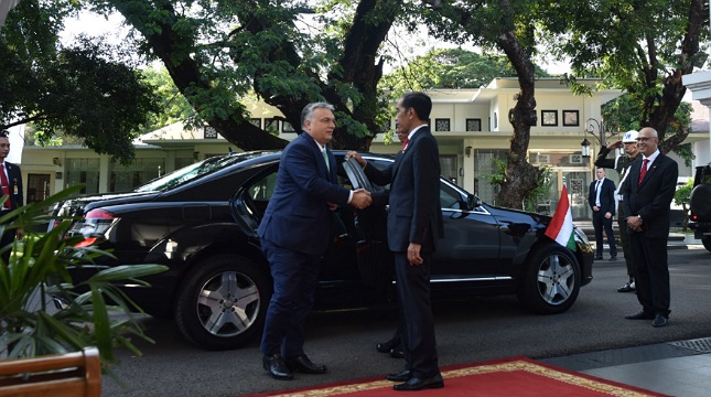 Presiden Joko Widodo (Jokowi) menerima kunjungan kehormatan Perdana Menteri (PM) Hongaria, Viktor Orbán, di Istana Merdeka (Setkab)