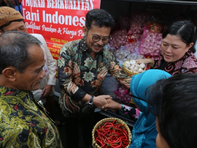Menteri Pertanian Syahrul Yasin Limpo saat tinjau operasi pasar