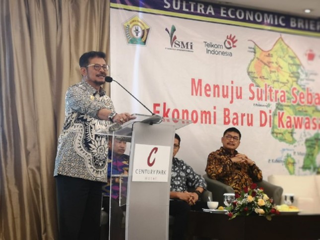 Menteri Pertanian Syahrul Yasin Limpo sedang jadi pembicara di Sulawesi Utara