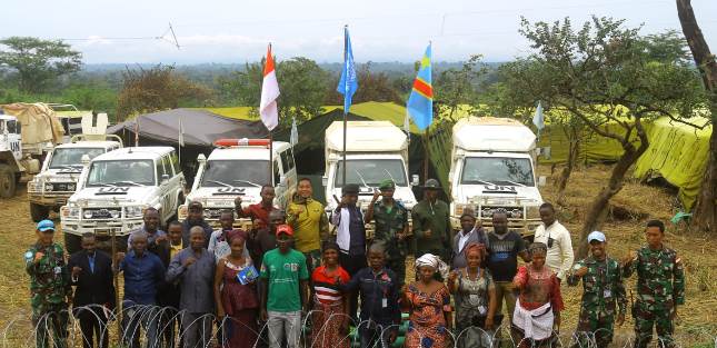 Personel Satgas RDB Sosialisasi Pencegahan Corona kepada Masyarakat Lubichako Kongo 