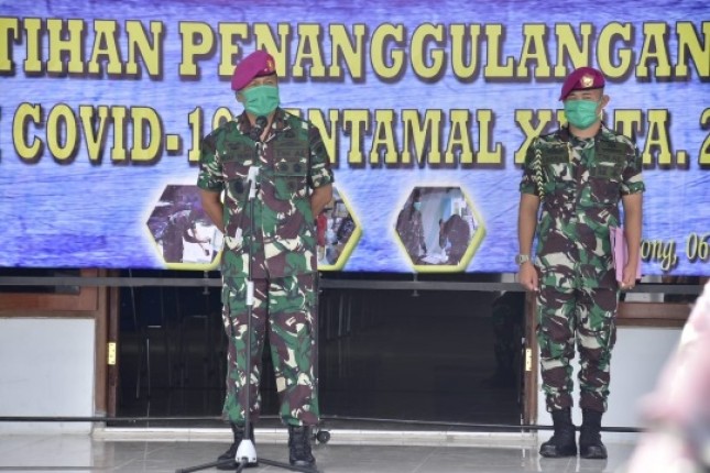 Prajurit Marinir Sorong Ikuti Latihan Penanggulangan Wabah Covid