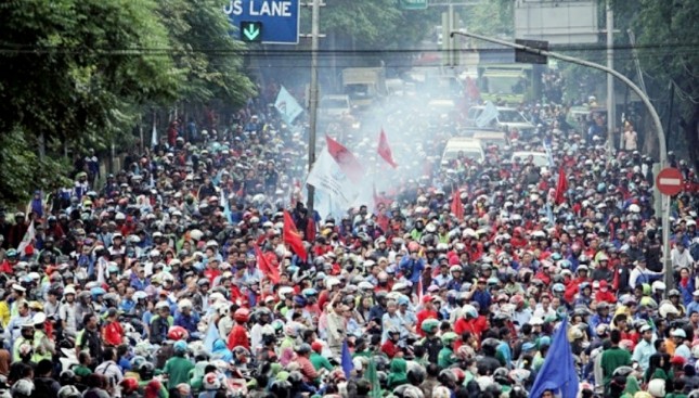 Demo Buruh di Jakarta (foto Tempo.co)
