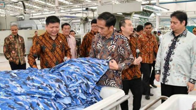 Presiden Joko Widodo melakukan peresmian perluasan pabrik PT Sri Rejeki Isman (Sritex) Tbk, di Kabupaten Sukoharjo, Jawa Tengah. 