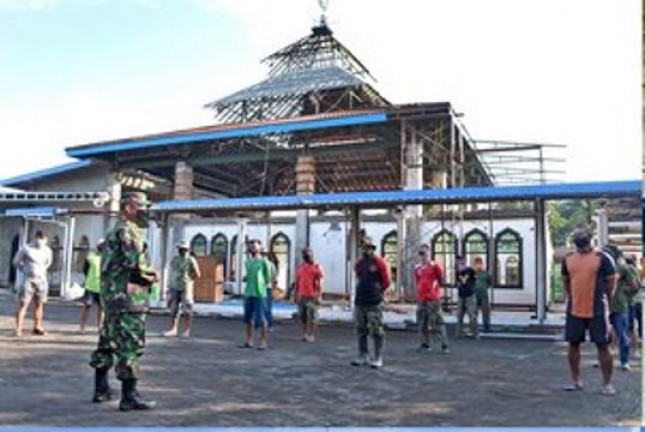 Korps Marinir Sidoarjo Renovasi Masjid Jannatin, Terkait Himbauan Ibadah di Rumah