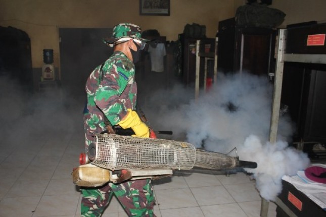 Yon Arhanud 2 Marinir Laksanakan Fogging Cegah Demam Berdarah
