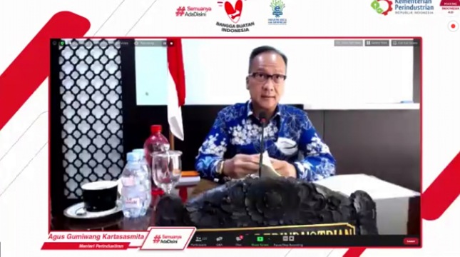 Menteri Perindustrian Agus Gumiwang Kartasasmita saat peluncuran virtual kampanye #SemuanyaAdaDisini (Foto: Ridwan/Industry.co.id)