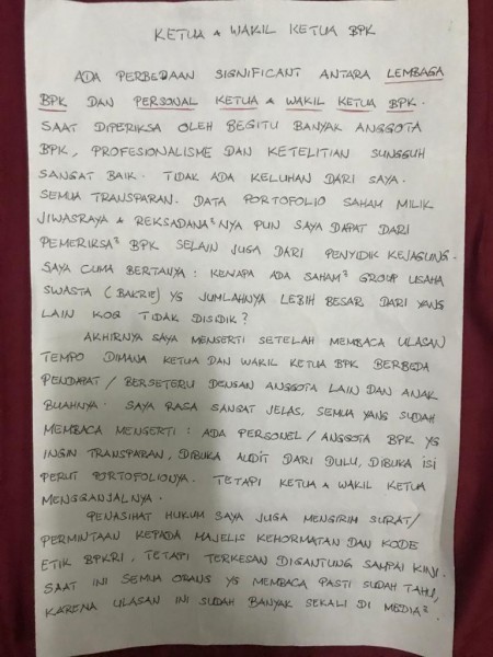 Tulisan Tangan Benny yang viral, Rabu (1/7/2020). 