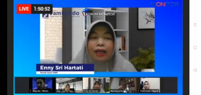 Enny Sri Hartati, Pengamat Ekonomi di diskusi Forum Monitor (Doc: Monitor)