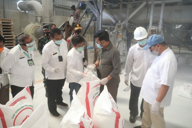Menteri Pertanian Syahrul Yasin Limpo di pengolahan tepung