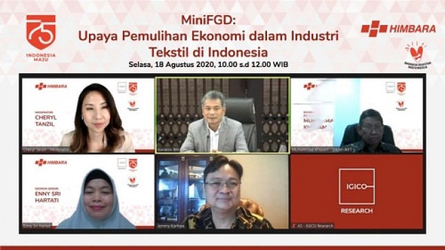 Forum Discussion Group (FGD), bertemakan Upaya Pemulihan Ekonomi dan Industri Tekstil di Indonesia, Selasa (18/8), di Jakarta. 