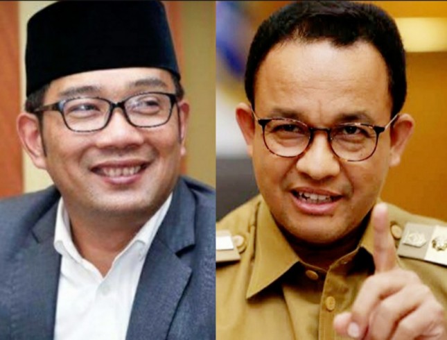 Gubernur Jabar Ridwan Kamil dan Gubernur Jakarta Anies Baswedan