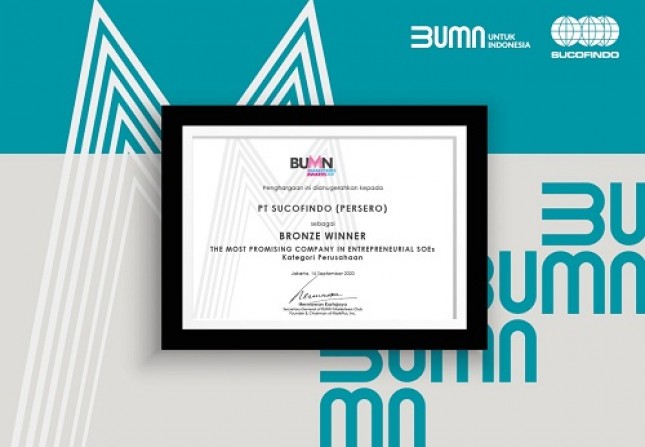 PT SUCOFINDO (Persero) meraih penghargaan pada Penganugerahan BUMN Marketeers Award 2020 dengan kategori The Most Entrepreneurial State Own Enterprise (SOE) 
