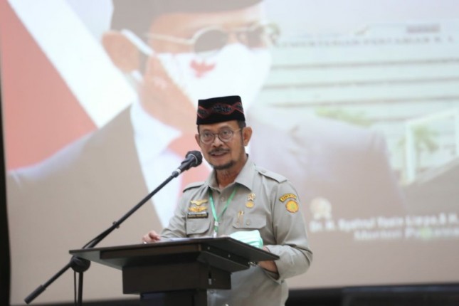 Menteri Pertanian Syahrul Yasin Limpo saat memberikan arahan ke jajarannya