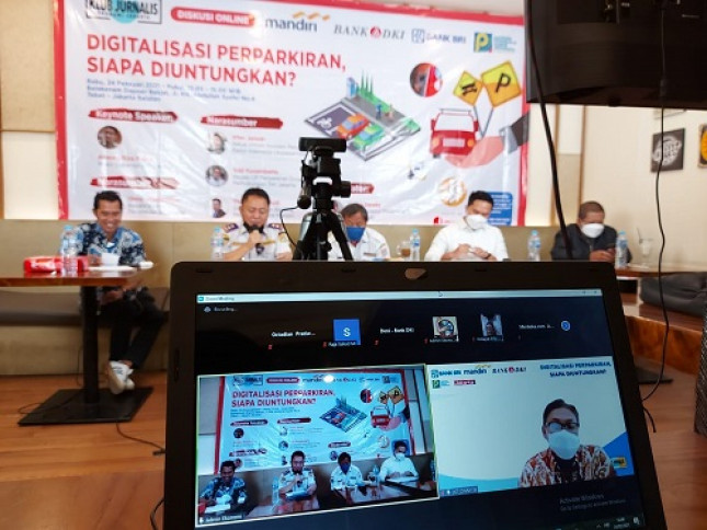 webinar "Digitalisasi Perparkiran, Siapa Diuntungkan?" yang digelar Klub Jurnalis Ekonomi Jakarta, Rabu (24/2). 