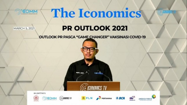 Founder & CEO Iconomics Bram S. Putro saat membuka webinar The Iconomics PR Outlook 2021