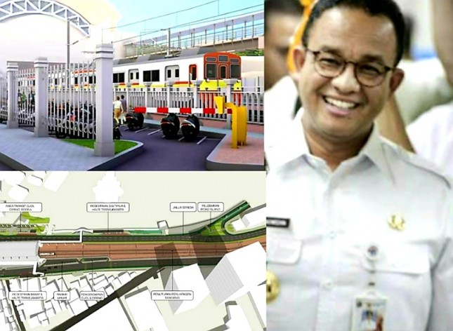 Desain Baru Stasiun Palmerah dan Gubernur Jakarta Anies Baswedan (foto Kolase)